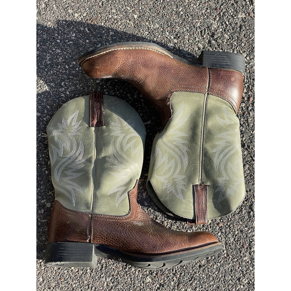 Red Head Saddlebrook Western Cowboy Work Boots Men's 12M Green Brown Leather EUC